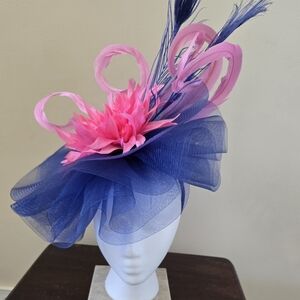 Elegant Pink and Blue Fascinator